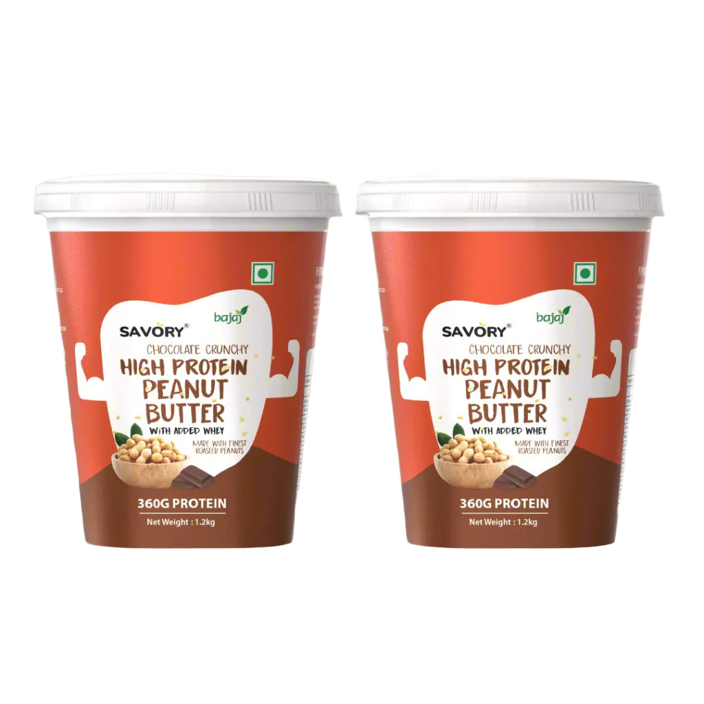Savory Combo of Chocolate Crunchy High Protein Peanut Butter Pack Of 2 (1.2kg x 2)