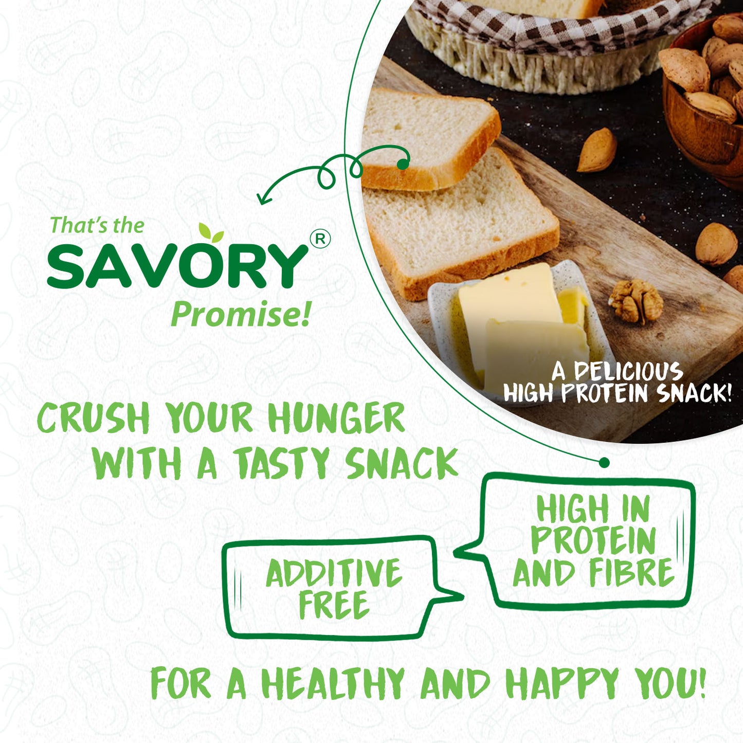 Savory Natural Smooth High Protein Peanut Butter (500g)