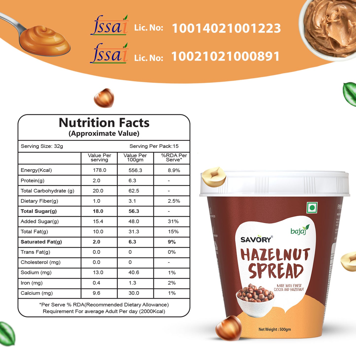 Savory Chocolate Hazelnut Spread (500g)