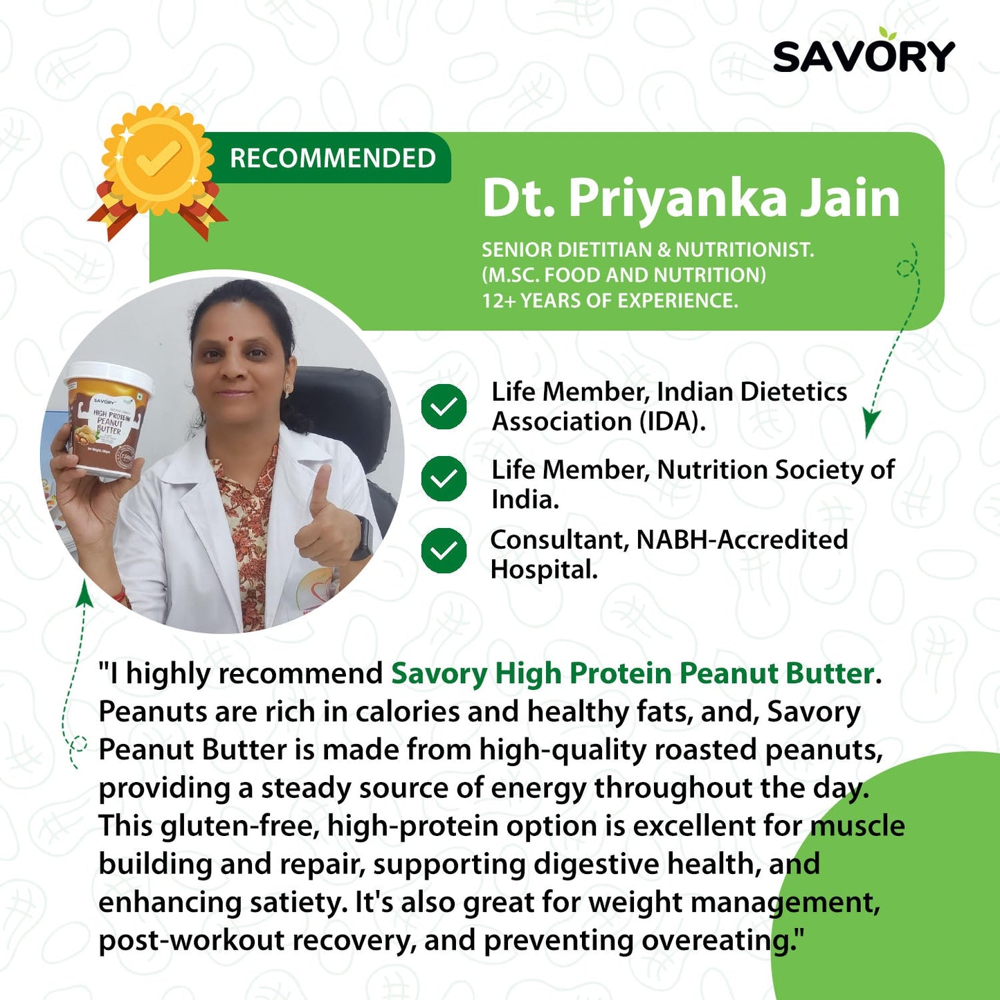 Savory Natural Smooth High Protein Peanut Butter (500g)