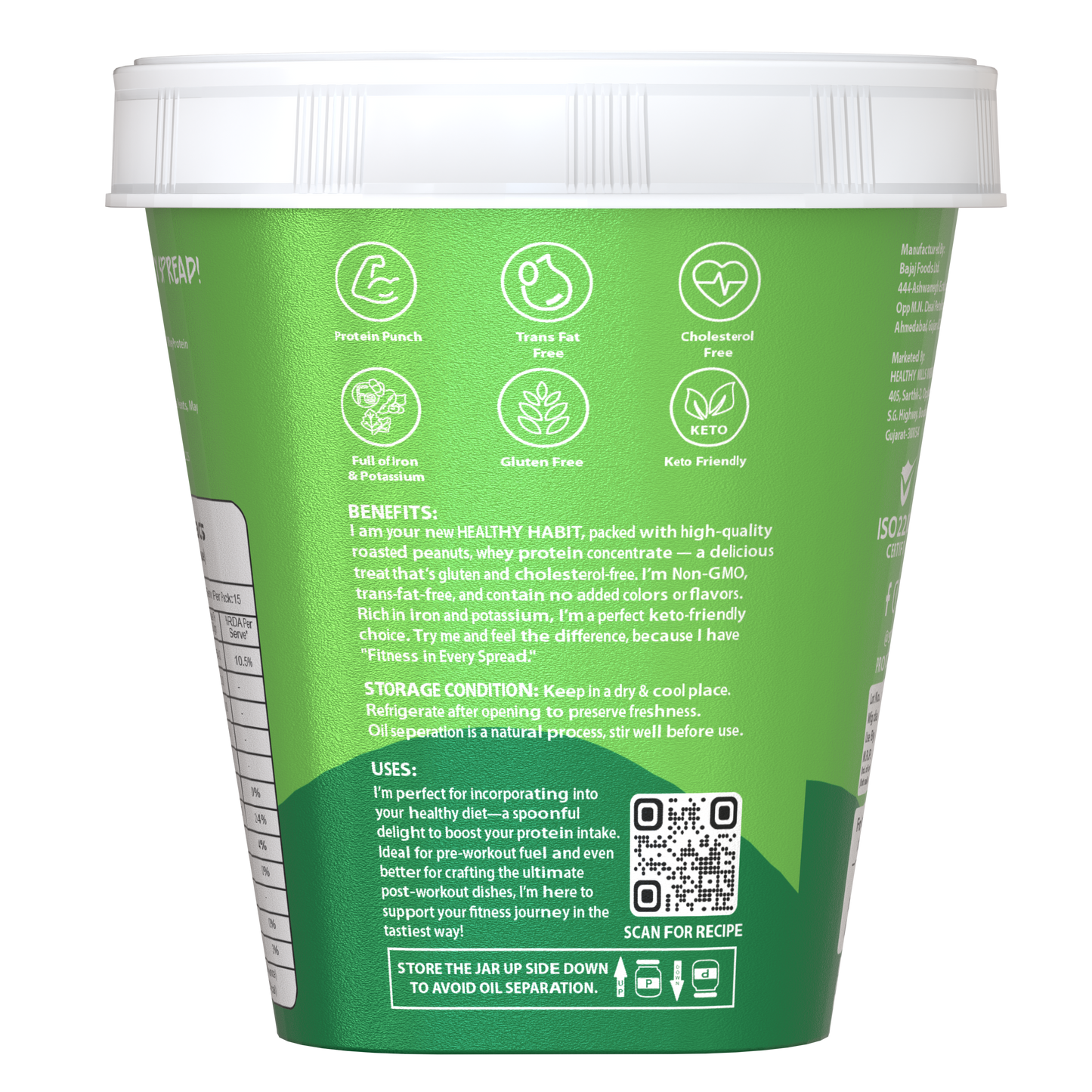 Savory Natural Smooth High Protein Peanut Butter (500g)