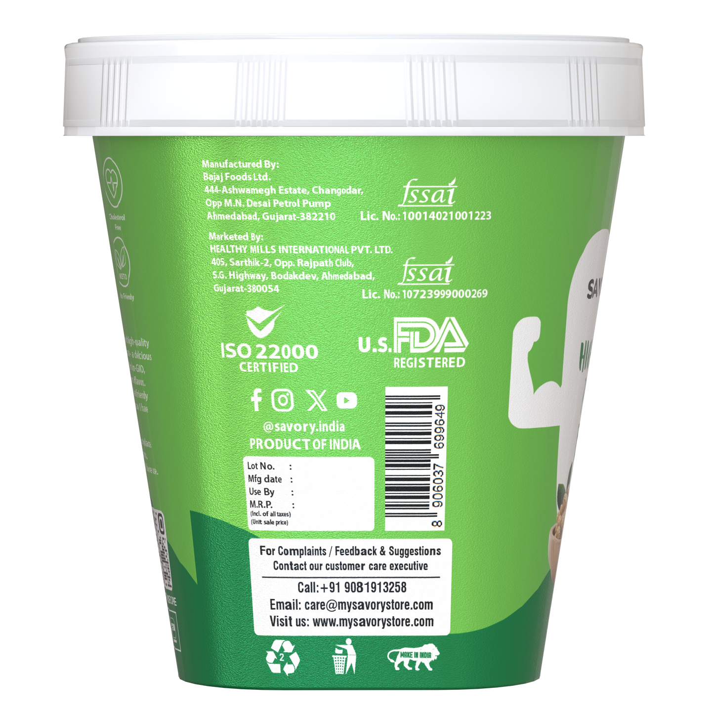 Savory Natural Smooth High Protein Peanut Butter (500g)