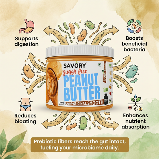Savory Peanut jar with added prebiotic and its benefits