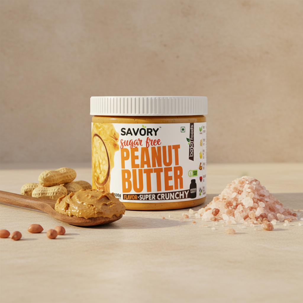 Savory peanut beside pink salt