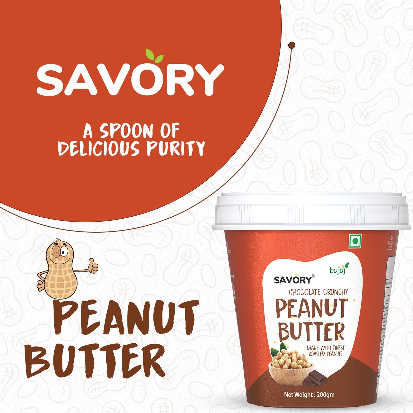 savory chocolate crunchy peanut butter - 200g | wholesale carton pack