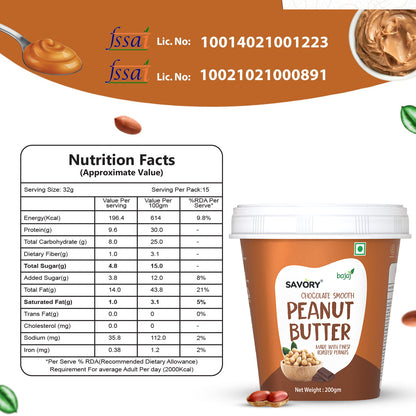 Savory Chocolate Smooth Penaut Butter - 200g | Wholesale Carton Pack