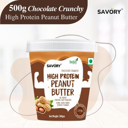 Savory Combo of Chocolate Crunchy + Crunchy High Protein Peanut Butter (500g x 2)