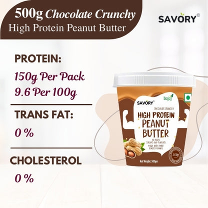 Savory Combo of Chocolate Crunchy + Crunchy High Protein Peanut Butter (500g x 2)