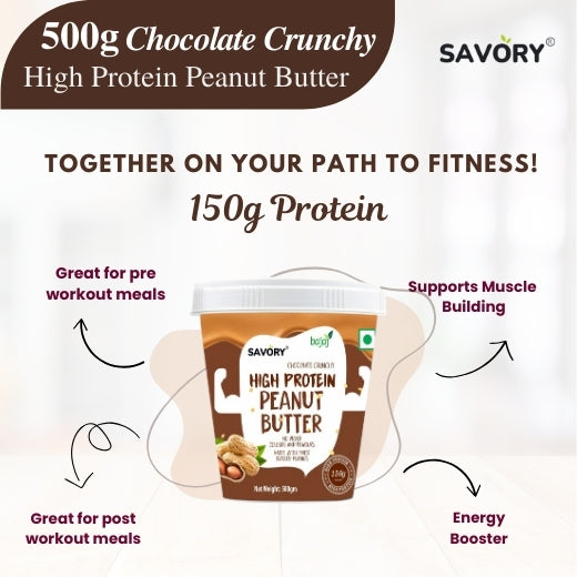 Savory Combo of Chocolate Crunchy + Crunchy High Protein Peanut Butter (500g x 2)