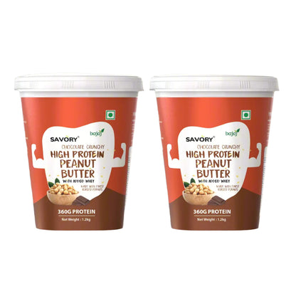 Savory Combo of Chocolate Crunchy High Protein Peanut Butter Pack Of 2 (1.2kg x 2)