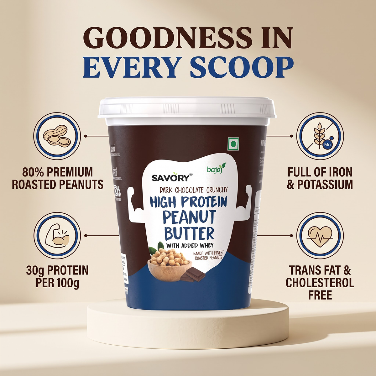 savory dark chocolate crunchy peanut butter (1.2kg)