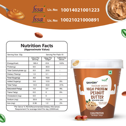 Savory Chocolate Smooth High Protein Peanut Butter (500g)