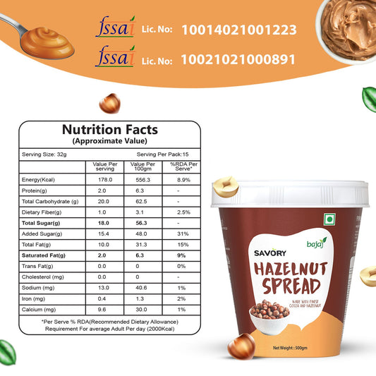 Savory Chocolate Hazelnut Spread (500g)