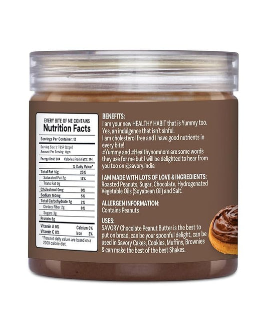 Savory Chocolate Peanut Butter (400g) |  Made with Finest Roasted Peanut