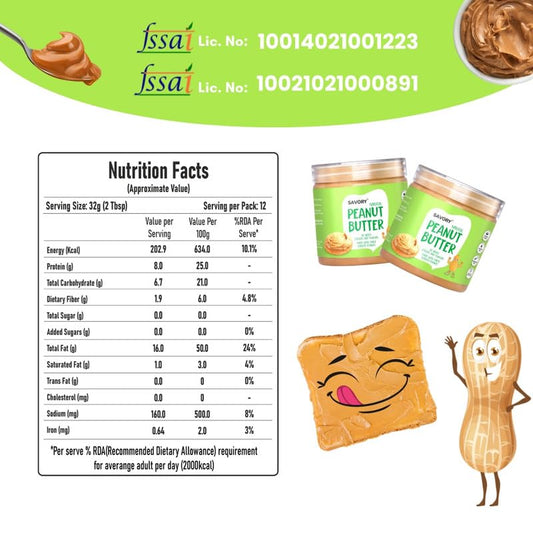 Savory Natural Unsweetened Peanut Butter (400g)