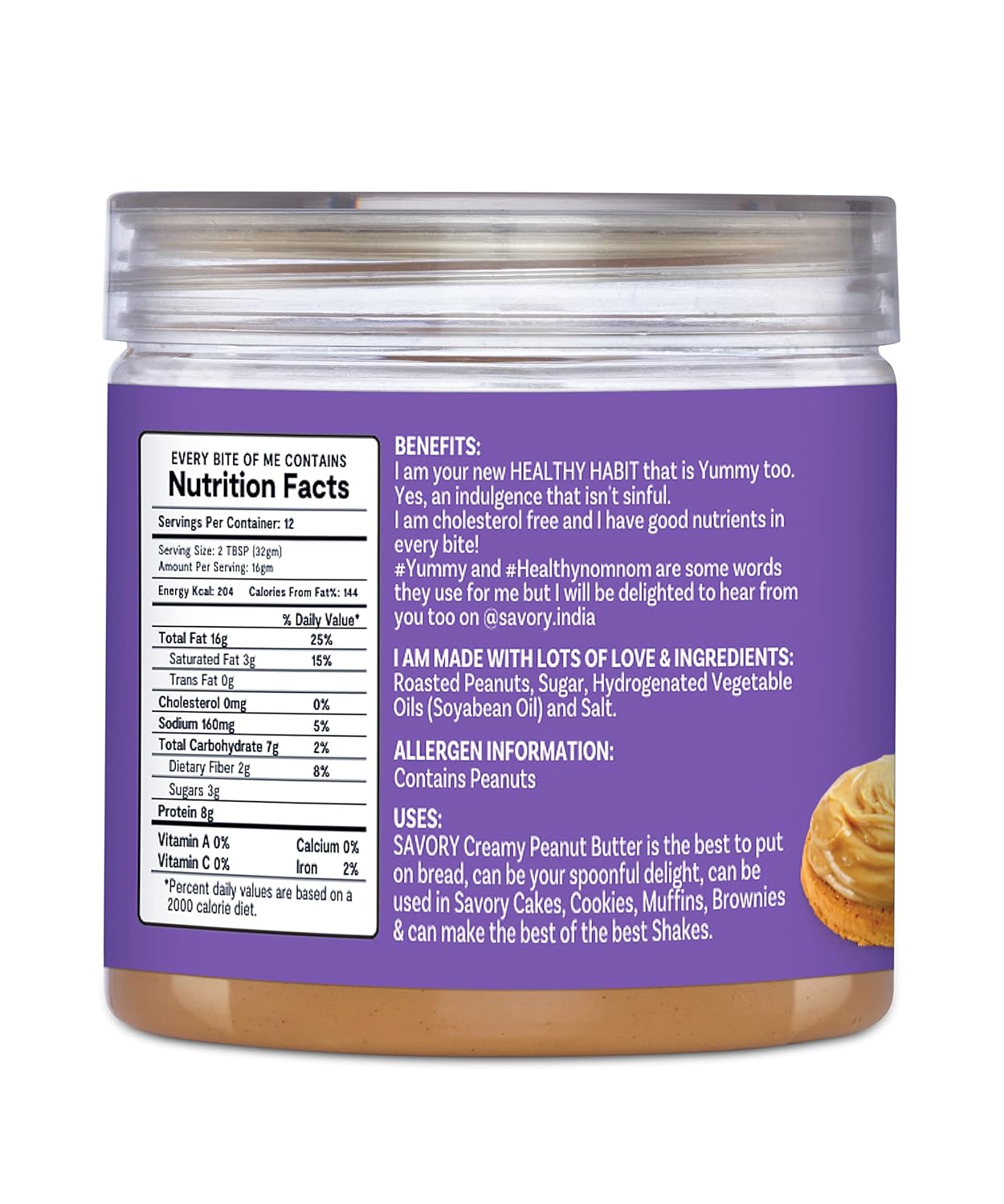 Savory Creamy Peanut Butter (400g) | Made with Finest Roasted Peanut | Ready to Eat