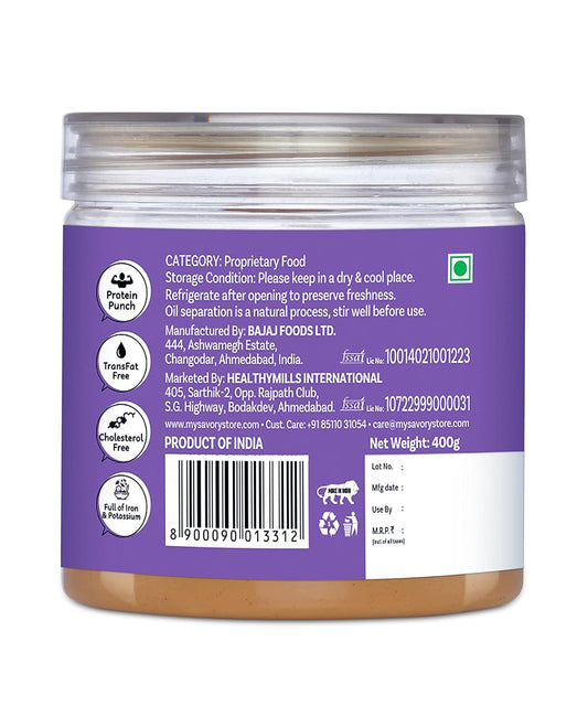 Savory Creamy Peanut Butter (400g) | Made with Finest Roasted Peanut | Ready to Eat