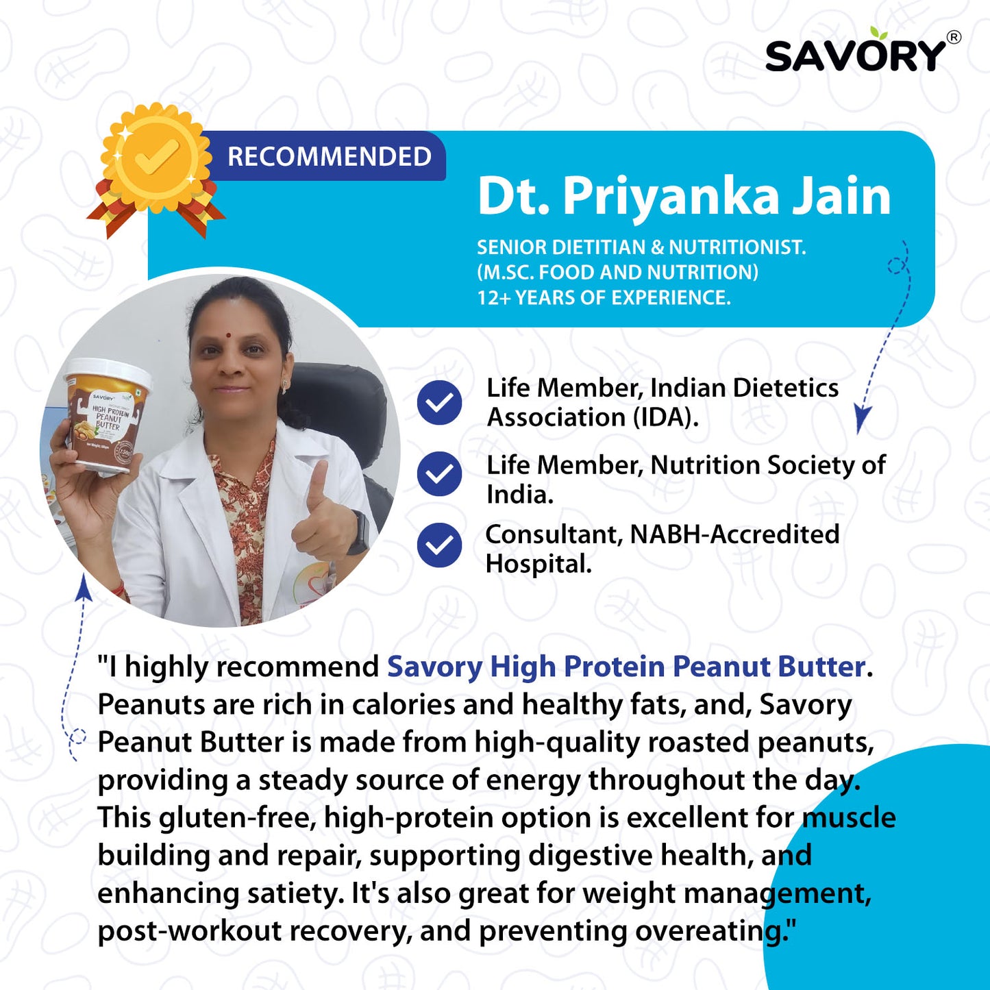 Savory Original Crunchy High Protein Peanut Butter (500g)