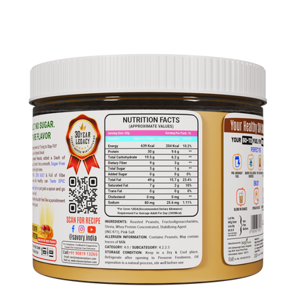 Savory Original Smooth Peanut Butter - Sugar Free (500g) | Wholesale Carton Pack