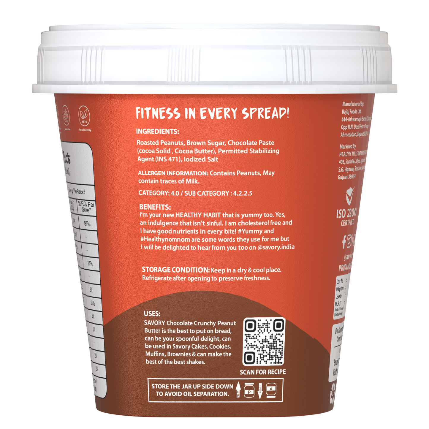 savory chocolate crunchy peanut butter - 200g | wholesale carton pack