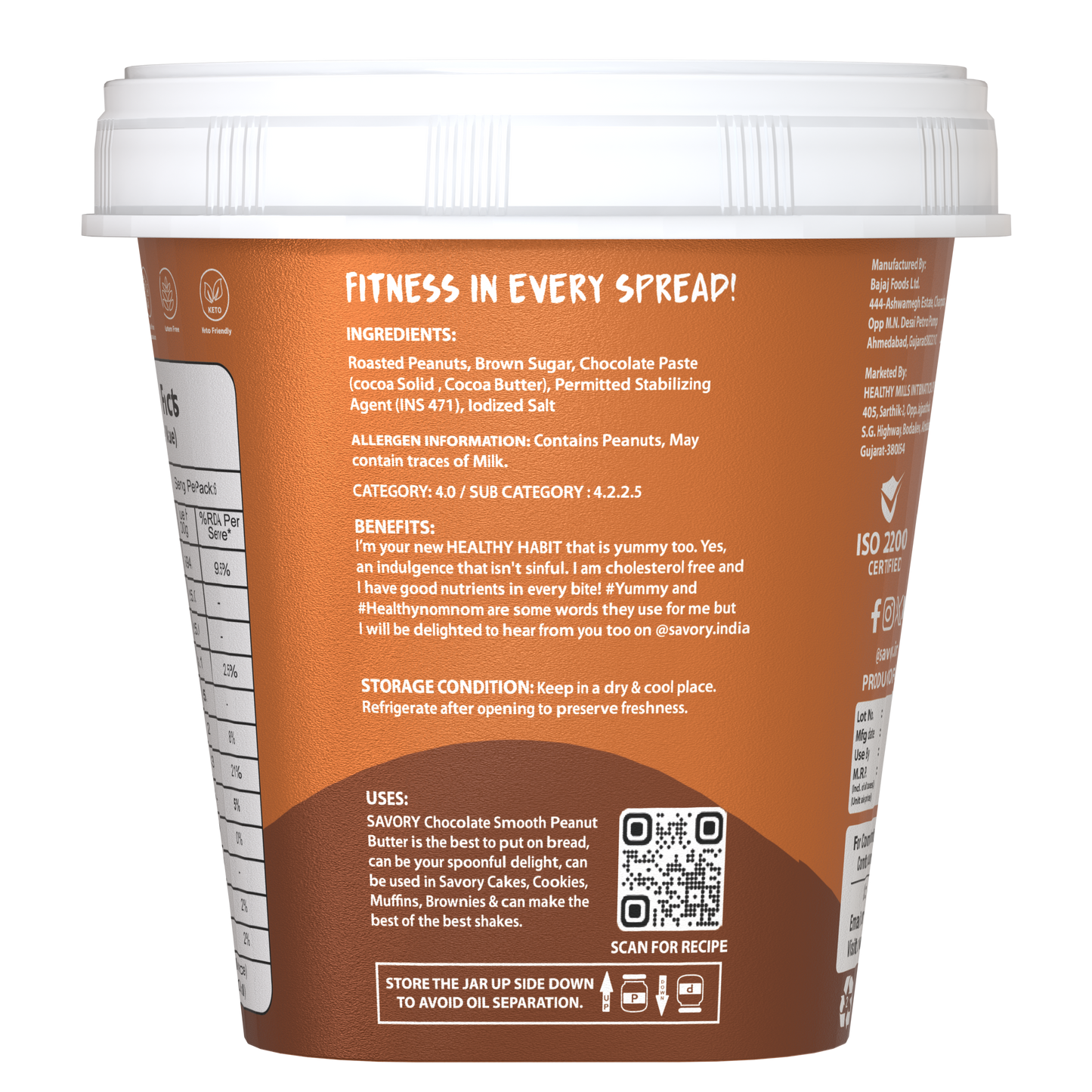 savory chocolate smooth penaut butter - 200g | wholesale carton pack
