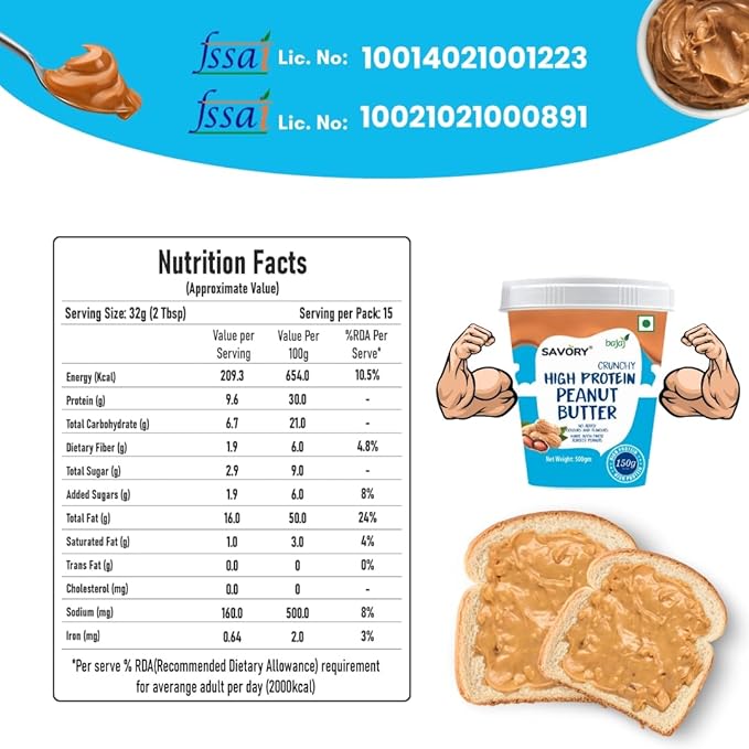 Savory Combo of Chocolate Crunchy + Crunchy High Protein Peanut Butter (500g x 2)