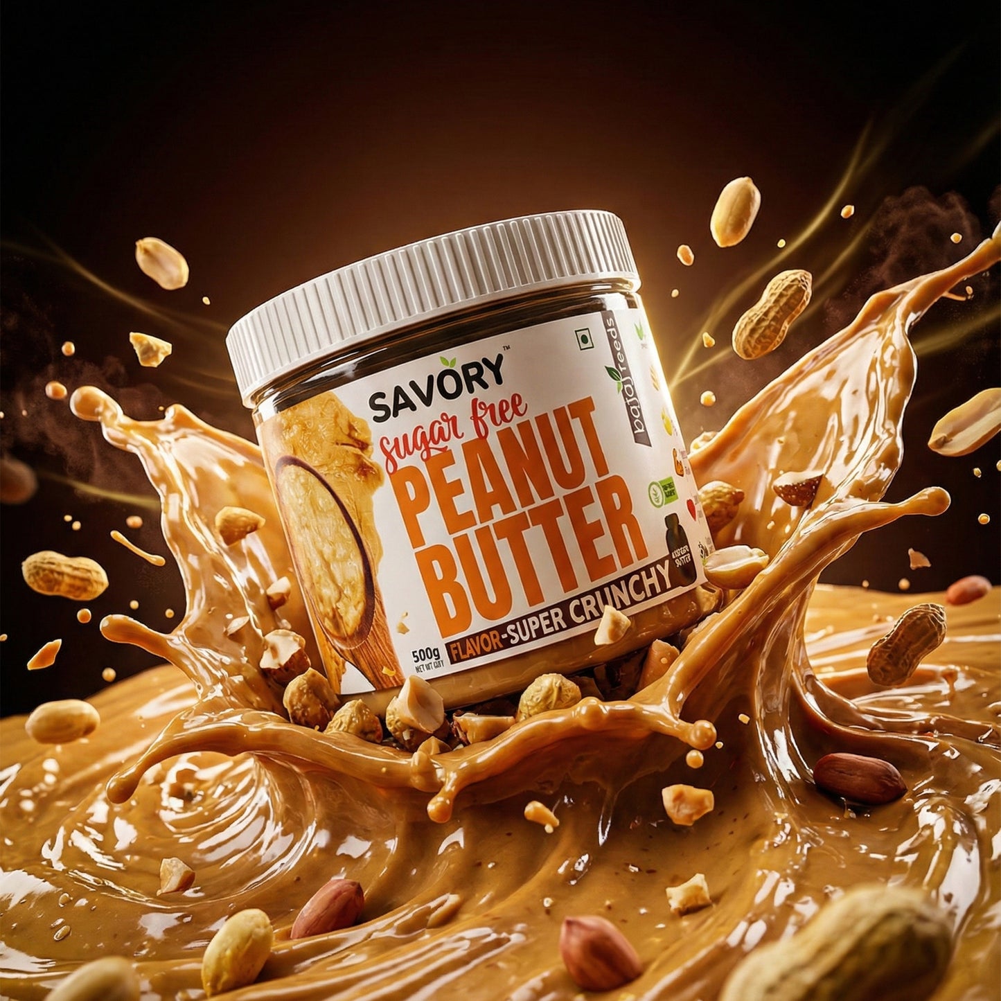 savory super crunchy peanut butter - sugar free (500g) | wholesale carton pack